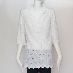 5/48 White Lace Eyelet Tunic Size Small
